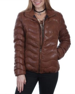 Roswell New Mexico Jeanine Mason Brown Puffer Leather Jacket