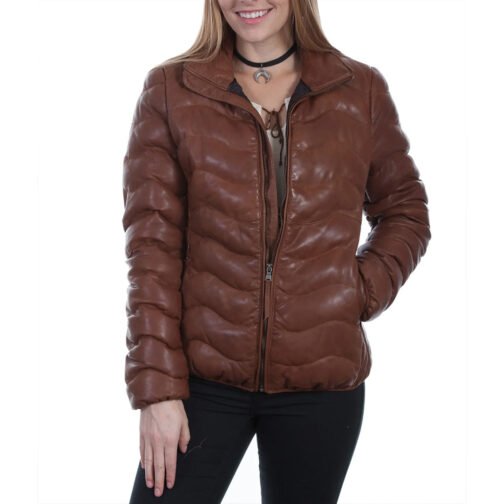 Roswell New Mexico Jeanine Mason Brown Puffer Leather Jacket