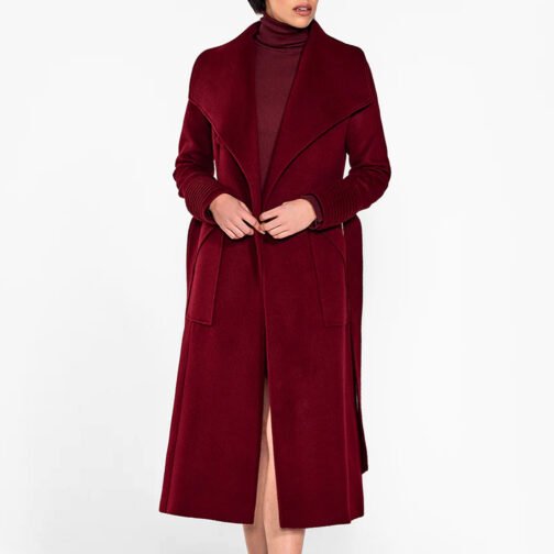 Baby Alpaca Long Wide Collar Wrap Coat - Image 29