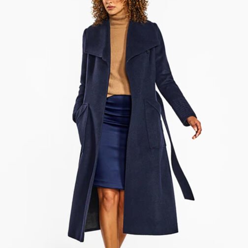 Baby Alpaca Long Wide Collar Wrap Coat - Image 27