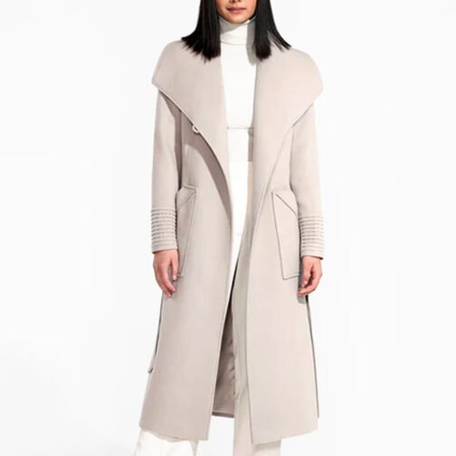 Baby Alpaca Long Wide Collar Wrap Coat - Image 30