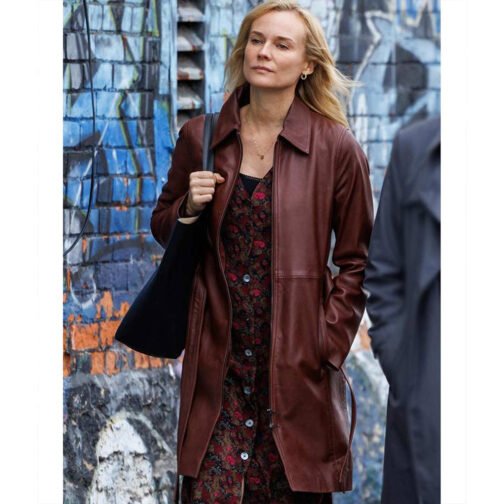 Longing Diane Kruger Leather Coat
