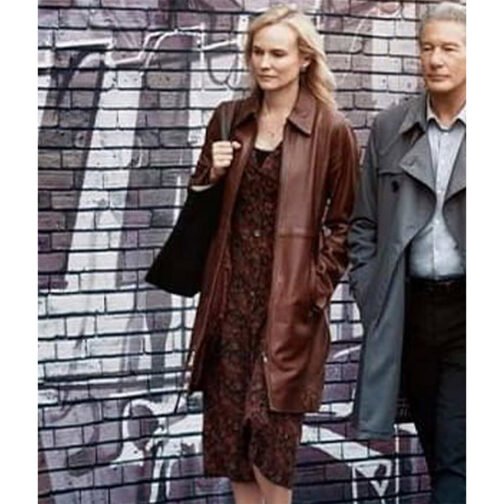 Longing Diane Kruger Leather Coat - Image 2
