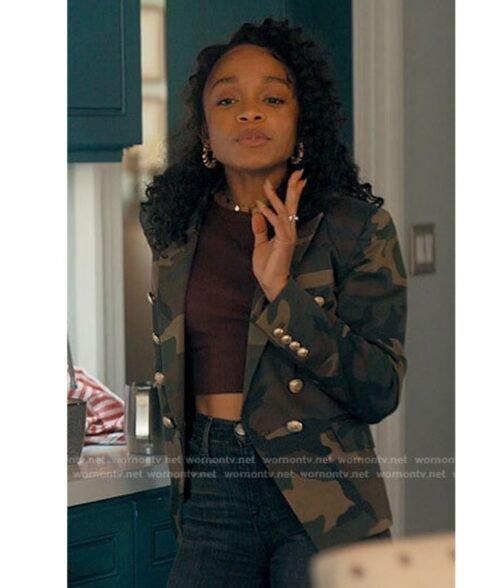 Rachel Hilson Love Victor Camo Blazer - Image 2