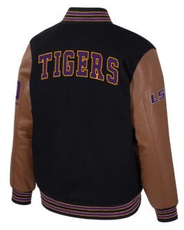 LSU Tigers Black and Brown Letterman Jacket