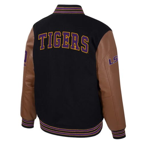 LSU Tigers Black and Brown Letterman Jacket - Image 2