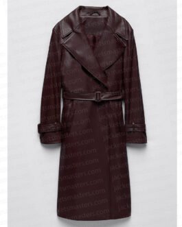 Selena Gomez Only Murders in the Building Brown Leather Coat