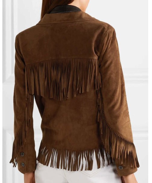 The High Note Dakota Johnson Suede Fringe Jacket - Image 2