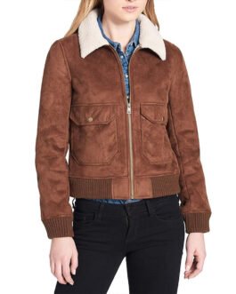 Light as a Feather Liana Liberato Suede Bomber Jacket