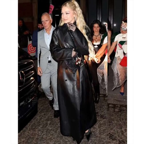 Gigi Hadid Met Gala Leather Coat - Image 10