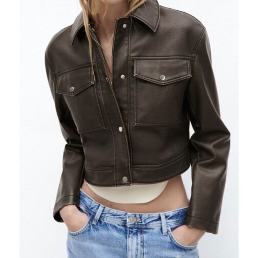 Love Is Blind Micah Lussier Cropped Leather Jacket - Image 4
