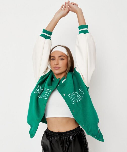 Michigan Mid Western Green Varsity Jacket - Image 4