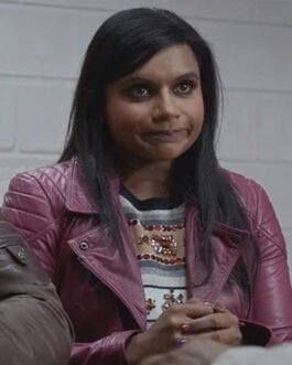 The Mindy Project S02 Mindy Kaling Burgundy Leather Jacket
