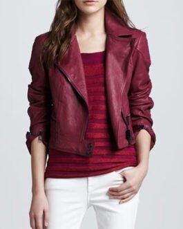 The Mindy Project S02 Mindy Kaling Burgundy Leather Jacket