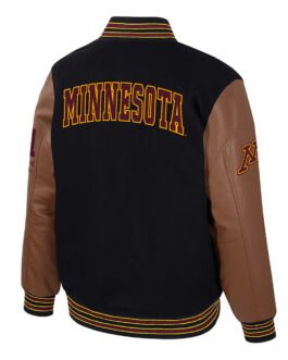 Minnesota Golden Gophers Black and Brown Letterman Jacket