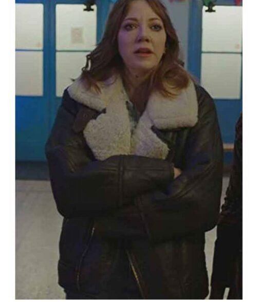 Motherland Diane Morgan Shearling Leather Jacket - Image 11