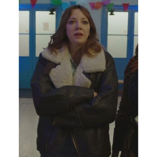 Motherland Diane Morgan Shearling Leather Jacket - Image 4