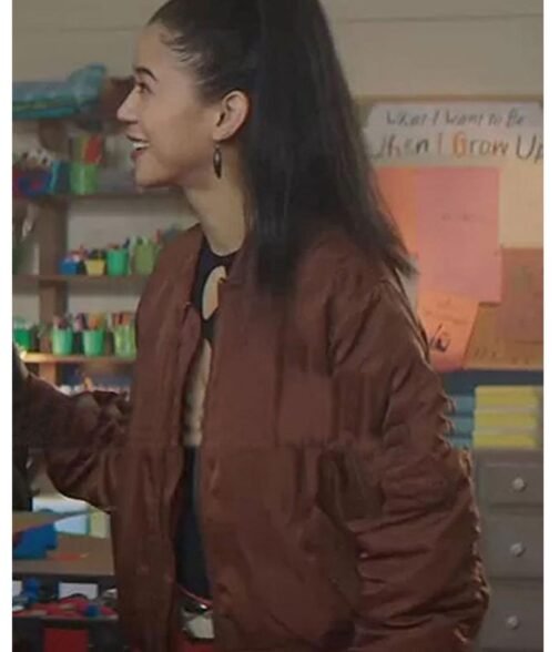 Nancy Drew S03 Leah Lewis Bomber Brown Jacket - Image 3