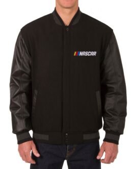 NASCAR Varsity Bomber Black Jacket