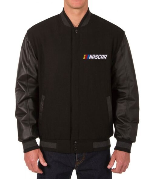 NASCAR Varsity Bomber Black Jacket