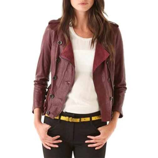 Nashville S02 Connie Britton Burgundy Leather Jacket - Image 5