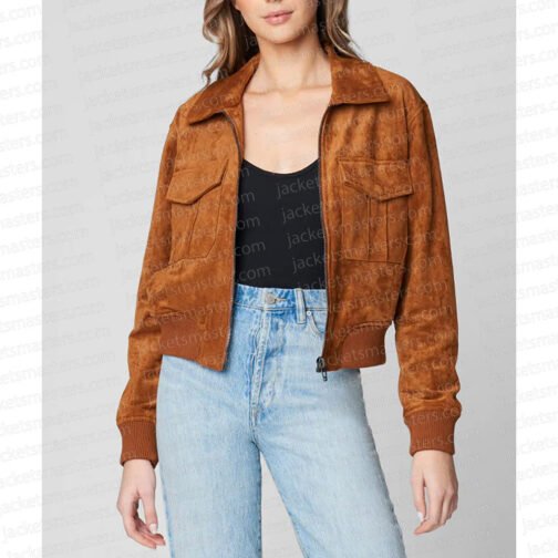 Poker Face Natasha Lyonne Flight Suede Jacket - Image 4
