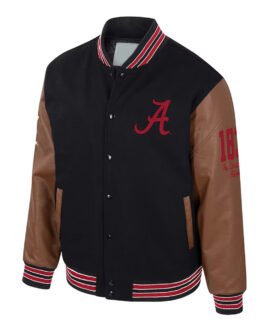 Alabama Crimson Tide Navy and Brown Letterman Jacket