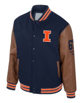 Illinois Fighting Illini Navy and Brown Letterman Jacket