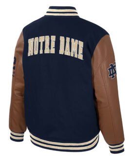 Notre Dame Fighting Irish Navy and Brown Letterman Jacket