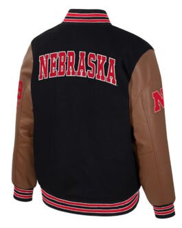 Nebraska Huskers Black and Brown Letterman Jacket