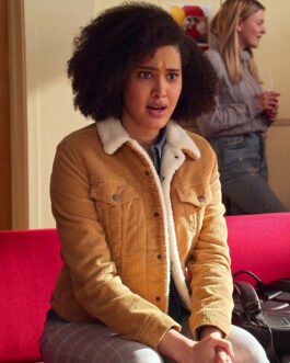 Never Have I Ever Lee Rodriguez Trucker Shearling Corduroy Jacket