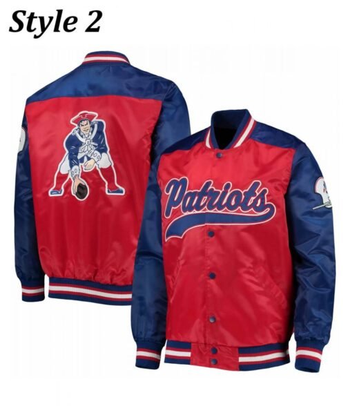 Starter Varsity New England Patriots Blue and Red Satin Jacket - Image 6