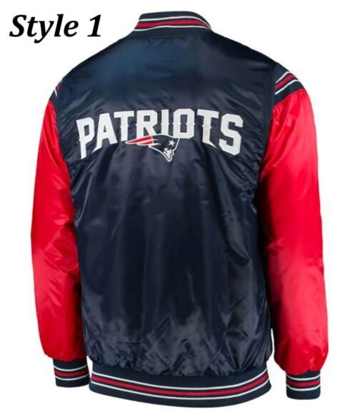 Starter Varsity New England Patriots Blue and Red Satin Jacket - Image 4