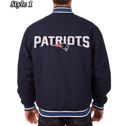 Varsity New England Patriots Navy Blue Wool Jacket - Image 4
