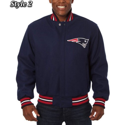 Varsity New England Patriots Navy Blue Wool Jacket - Image 3