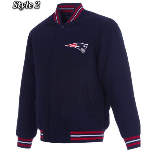 Varsity New England Patriots Navy Blue Wool Jacket - Image 2