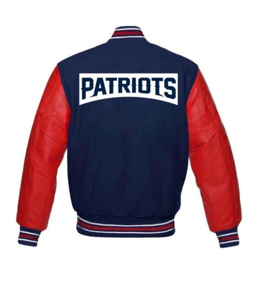 New England Patriots Letterman Red and Blue Jacket - Image 2