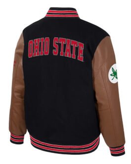 Ohio State Buckeyes Black and Brown Letterman Jacket