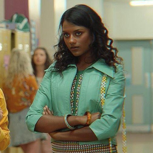 Sex Education Simone Ashley Cyan Cotton Jacket