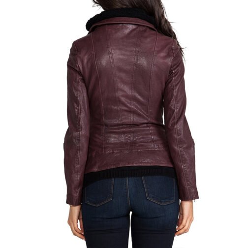 Once Upon a Time S04 Jennifer Morrison Burgundy Leather Jacket - Image 3