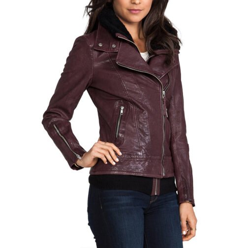Once Upon a Time S04 Jennifer Morrison Burgundy Leather Jacket - Image 5