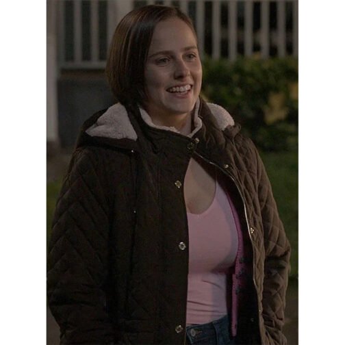 Pauline Chalamet The Sex Lives of College Girls Brown Hooded Jacket - Image 4