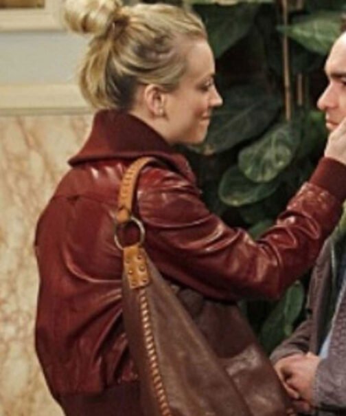 The Big Bang Theory Kaley Cuoco Burgundy Leather Jacket - Image 2