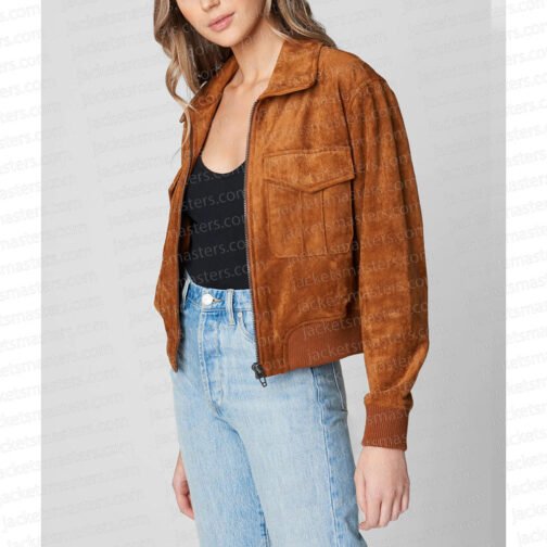 Poker Face Natasha Lyonne Flight Suede Jacket - Image 5