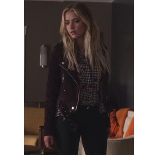Pretty Little Liars S07 Ashley Benson Brown Suede Jacket - Image 2