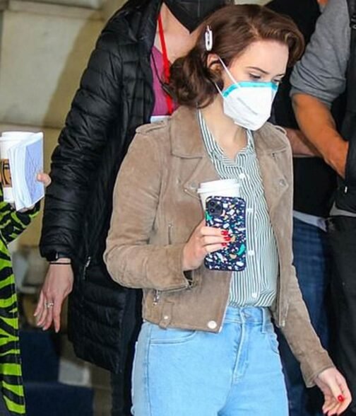 The Marvelous Mrs Maisel S04 Rachel Brosnahan Suede Brown Jacket - Image 4