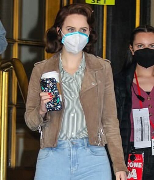 The Marvelous Mrs Maisel S04 Rachel Brosnahan Suede Brown Jacket - Image 2