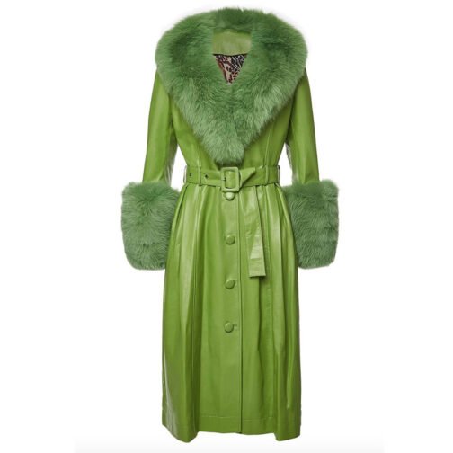 Real Housewives of NY City Brynn Whitfield Green Leather Coat