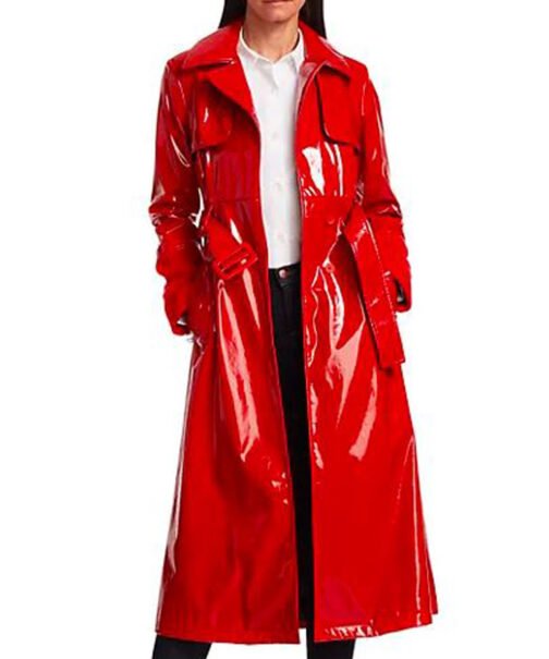 Gal Gadot Red Notice Red Leather Coat - Image 7