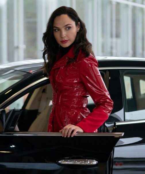 Gal Gadot Red Notice Red Leather Coat - Image 2